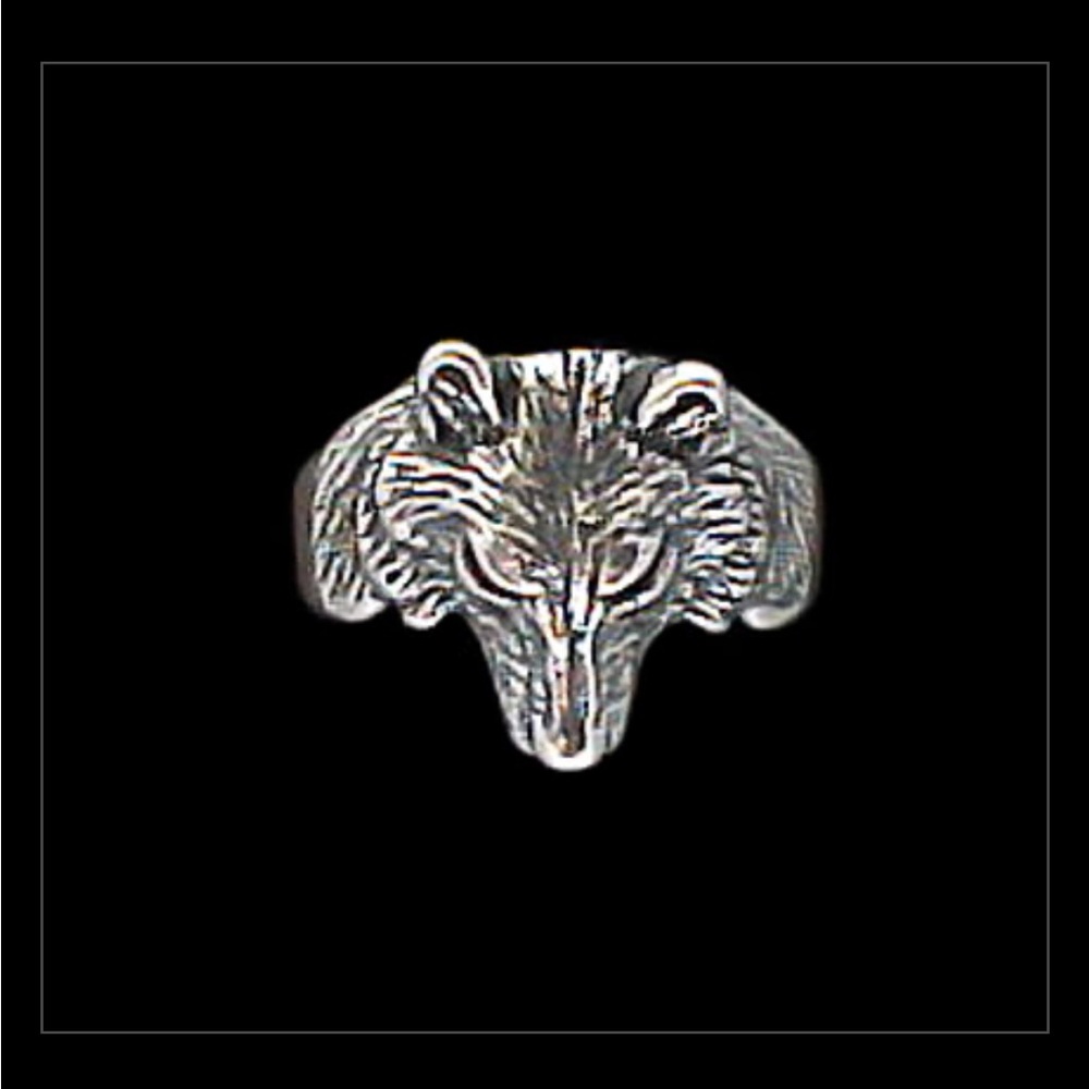 WOLF RING - STERLING SILVER - RUBY EYES OBO - Picture 5 of 10